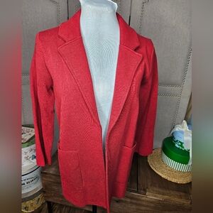 Quince Organic Cotton Knit Blazer Red
